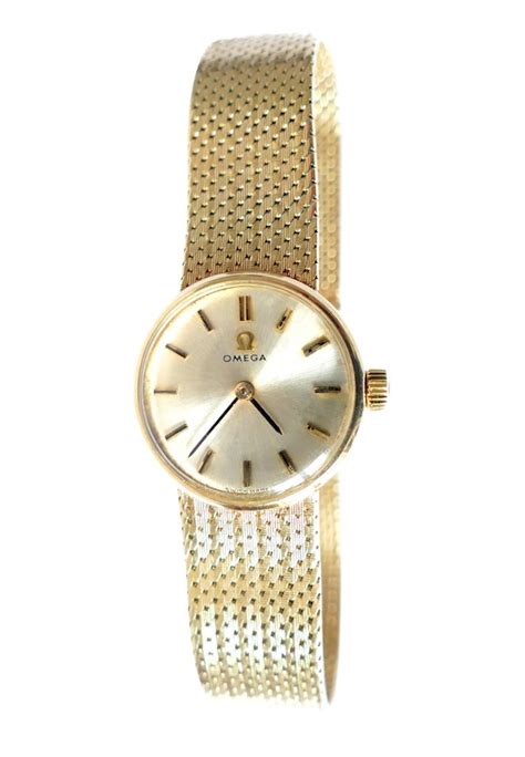 omega 14k gold watch women's